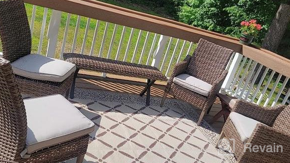 img 1 attached to 9X12 Waterproof Outdoor Rug - Reversible Plastic Straw Patio Rug In Brown Color - Perfect For Large Outdoor Spaces review by Shane Grosland