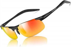 img 4 attached to Premium Polarized Sports Sunglasses For Men - Metal Frame Driving Sunglasses With UV Protection (8177)