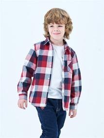 img 1 attached to Button Shirts Flannel Sleeve T Shirt Boys' Clothing - Tops, Tees & Shirts