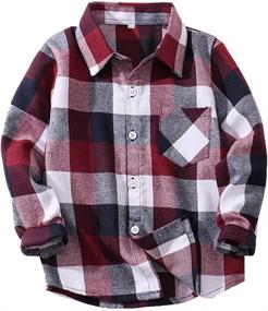 img 4 attached to Button Shirts Flannel Sleeve T Shirt Boys' Clothing - Tops, Tees & Shirts