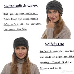 img 3 attached to 🧣 Winter Warm Cable Knit Ear Warmer Headband: Soft Stretch Fuzzy Lined with Button/Mouth Cover for Girls & Women