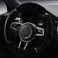 velvet car steering wheel cover soft plush with shiny 7mm rhinestone fluffy winter warm auto wheel cushion protector universal 15 inch 38cm (plush - black) logo