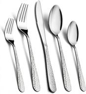 haware 60-piece stainless steel flatware cutlery set for 12, mirror polished elegant retro pattern eating utensils, dishwasher safe logo