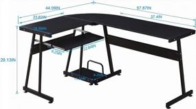 img 2 attached to Modern L-Shaped Gaming Desk With Keyboard Tray And CPU Stand For Small Home Office Spaces - Reversible Black Corner Desk (44X58)