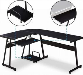 img 1 attached to Modern L-Shaped Gaming Desk With Keyboard Tray And CPU Stand For Small Home Office Spaces - Reversible Black Corner Desk (44X58)