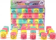playkidz magic rainbow spring w/smiley face printed, colorful pack of 24, great supply for parties and birthdays for kids of all ages logo