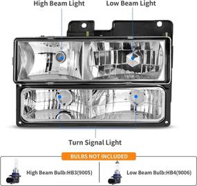 img 3 attached to DWVO Headlights Assembly - Compatible with Chevy Silverado, Tahoe, Suburban, C/K - Years 1994-1999