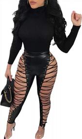 img 1 attached to Chemenwin High Waisted Lace Up Faux Leather Leggings For Women - Perfect Clubwear And Party Bodycon Pants