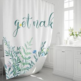 img 2 attached to Sage Spring Green Shower Curtain Set - FOECBIR Floral Pattern With Watercolor Leaves, Cloth Fabric Liner, And Hooks For Bathroom, Decorative Nature Plant Design, 72"X72