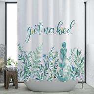 sage spring green shower curtain set - foecbir floral pattern with watercolor leaves, cloth fabric liner, and hooks for bathroom, decorative nature plant design, 72"x72 logo