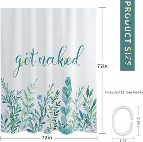 img 1 attached to Sage Spring Green Shower Curtain Set - FOECBIR Floral Pattern With Watercolor Leaves, Cloth Fabric Liner, And Hooks For Bathroom, Decorative Nature Plant Design, 72"X72