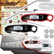 🍖 accurate dual probe meat thermometers with lcd display for kitchen grill bbq - black & red logo