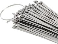 🔗 hycc 100pcs 11.8 inches 304 stainless steel cable zip ties - heavy duty, multi-purpose locking zip ties ideal for exhaust wrapping, fence, pet cages, outdoor, and more логотип