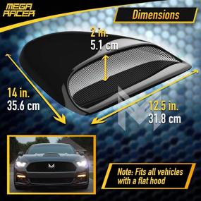 img 1 attached to 🏎️ Mega Racer Black Automotive Hood Scoops for Trucks - Stylish JDM Racing Style Front Decorative Air Vents with Efficient Aero Dynamic Air Flow - Universal Fit, Car Wash Safe