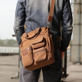 img 3 attached to Стильная и прочная винтажная холщовая сумка-мессенджер для мужчин от XINCADA