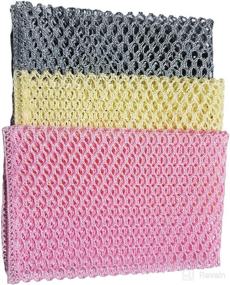 img 1 attached to D.koko 3-Color (Lemon, Grey, Pink) Set of 3 Innovative Dish Washing Net Cloths and Scourer