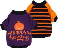 fitwarm halloween dog shirt 2-pack: 100% cotton pet clothes for dogs and cats - breathable, stretchy, and adorable costumes in xs size логотип