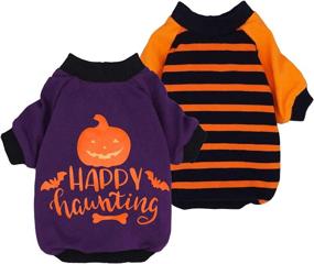 img 4 attached to Fitwarm Halloween Dog Shirt 2-Pack: 100% Cotton Pet Clothes for Dogs and Cats - Breathable, Stretchy, and Adorable Costumes in XS Size