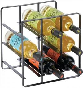 img 4 attached to Metal Farmhouse 3-Tier Water Bottle & Wine Rack Storage Organizer For Kitchen Countertops, Pantry, Fridge - Holds 9 Bottles - Black