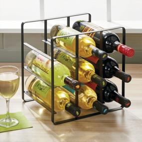 img 3 attached to Metal Farmhouse 3-Tier Water Bottle & Wine Rack Storage Organizer For Kitchen Countertops, Pantry, Fridge - Holds 9 Bottles - Black