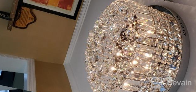 img 1 attached to Saint Mossi Modern K9 Crystal Raindrop Chandelier Lighting Flush Mount LED Ceiling Light Fixture Pendant Lamp For Dining Room Bathroom Bedroom Livingroom 9 E12 LED Bulbs Required Height 11 X Width 20 review by Robert Capers