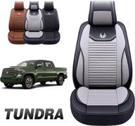 🪑 premium faux leather custom fit seat covers for oasis auto tundra 2007-2022 pick-up truck (front pair, gray) logo