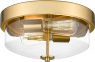 emliviar 12 inch farmhouse flush mount ceiling light with clear glass shade, gold finish - te217f bg logo