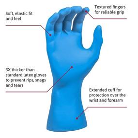 img 3 attached to 🧤 50-Piece MicroFlex SG-375-M SafeGrip Extended Cuff Disposable Latex Gloves Pack - M, Blue