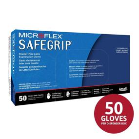 img 2 attached to 🧤 50-Piece MicroFlex SG-375-M SafeGrip Extended Cuff Disposable Latex Gloves Pack - M, Blue