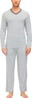 jinshi men's pajamas set: long sleeve v neck, lightweight quick dry soft sleepwear with pockets & good elasticity logo