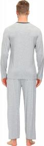 img 2 attached to JINSHI Men'S Pajamas Set: Long Sleeve V Neck, Lightweight Quick Dry Soft Sleepwear With Pockets & Good Elasticity