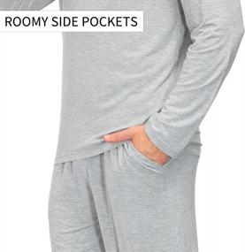 img 1 attached to JINSHI Men'S Pajamas Set: Long Sleeve V Neck, Lightweight Quick Dry Soft Sleepwear With Pockets & Good Elasticity