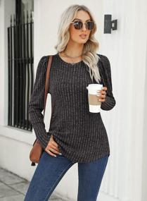 img 1 attached to Women'S Puff Long Sleeve Shirt Lightweight Casual Crewneck Tunic Top