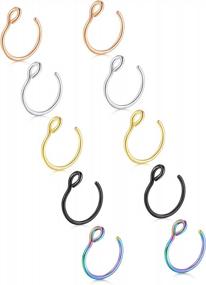 img 4 attached to Double Fake Nose Rings For Women & Men - Hoop, Septum, Piercing Studs
