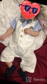 img 6 attached to Adorable Baby Boy'S Gentleman White Shirt Tuxedo Onesie With Waistcoat, Bowtie, And Jumpsuit Overall Romper
