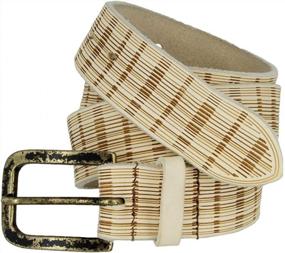 img 3 attached to Rustic Charm: Italian-Made Vintage Full Grain Leather Plaid Belt For Casual Jeans