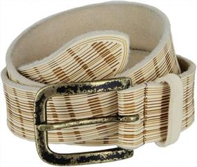 img 4 attached to Rustic Charm: Italian-Made Vintage Full Grain Leather Plaid Belt For Casual Jeans