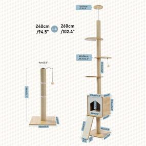 img 3 attached to 🐱 PETEPELA Adjustable Floor-to-Ceiling Cat Tower: Ultimate Cat Climbing House with Bonus Cat Scratching Post and Condo Included!