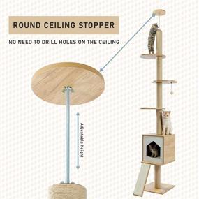 img 2 attached to 🐱 PETEPELA Adjustable Floor-to-Ceiling Cat Tower: Ultimate Cat Climbing House with Bonus Cat Scratching Post and Condo Included!