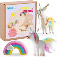 🐑 get started with needle felting: beginner diy kit with wool for felting, 3 cute animals sets and step-by-step instructions - perfect arts and crafts project for easy and fun family time! includes unicorn, alpaca, rainbow - needle felting starter logo