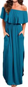 img 1 attached to Women'S Off Shoulder Ruffle Beach Maxi Dress With Pockets Summer Casual Long VERABENDI