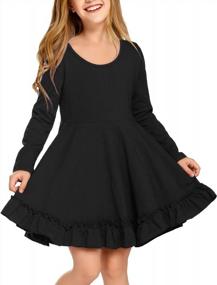 img 4 attached to Arshiner Girls Long Sleeve A-Line Twirly Skater Dress: Perfect For Casual Or Party With Pockets