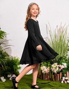 img 1 attached to Arshiner Girls A-Line Twirly Skater Dress с длинными рукавами: идеально подходит для повседневной жизни или вечеринки с карманами