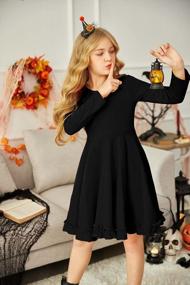 img 3 attached to Arshiner Girls Long Sleeve A-Line Twirly Skater Dress: Perfect For Casual Or Party With Pockets