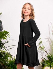 img 2 attached to Arshiner Girls Long Sleeve A-Line Twirly Skater Dress: Perfect For Casual Or Party With Pockets