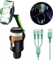 📱 universal 360° rotation car cup holder phone mount with adjustable base - multifunctional cell phone holder for car that fits all phones, includes charging cable logo