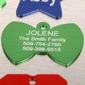 img 3 attached to 🐾 Customized Pet Tags for Dogs and Cats. Engraved on Both Sides. Multiple Colors and Sizes Available. Durable Anodized Aluminum. Small Pet Tag in Bowtie Shape.