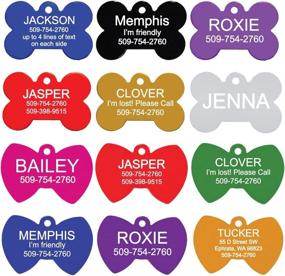 img 1 attached to 🐾 Customized Pet Tags for Dogs and Cats. Engraved on Both Sides. Multiple Colors and Sizes Available. Durable Anodized Aluminum. Small Pet Tag in Bowtie Shape.