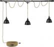 industrial style triple pendant light with twisted hemp rope and independent switch - emliviar yce240-3 bk logo
