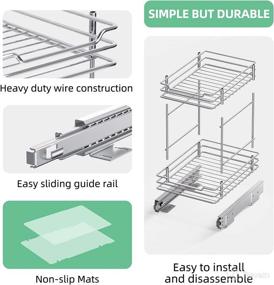 img 2 attached to 🌶️ G-TING 2-Tier Slide Out Spice Rack Organizer for Cabinet - Convenient Kitchen Storage Solution for Spices, Sauces, Bottles, and Cans